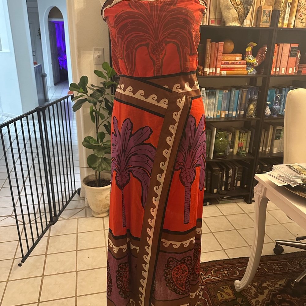 Tropical Red and Purple Maxi Dress